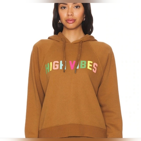 Spiritual Gangster  "High Vibes" Harper Hoodie In Light Brown- Cozy!! - Picture 4 of 7